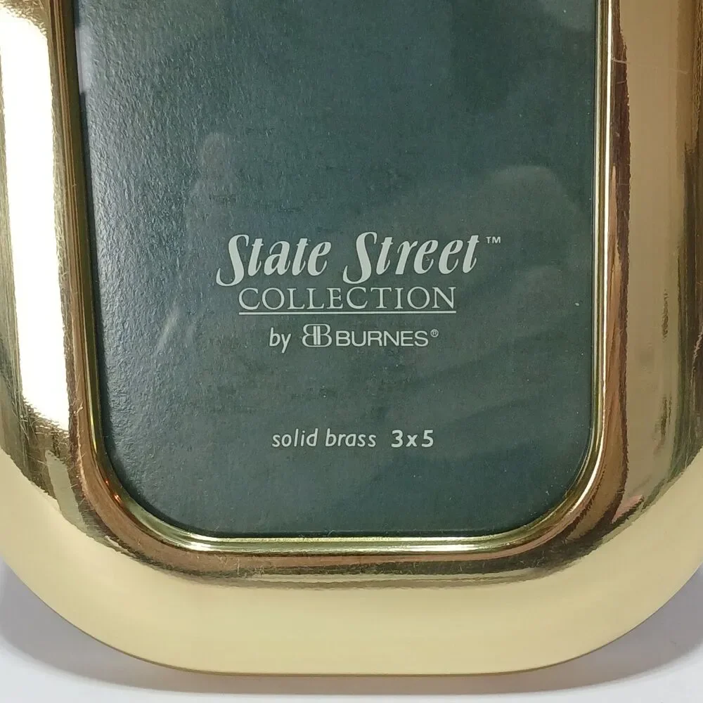 Burnes of Boston 3x5 Solid Brass Picture Frame Vintage Rounded Velvet Back